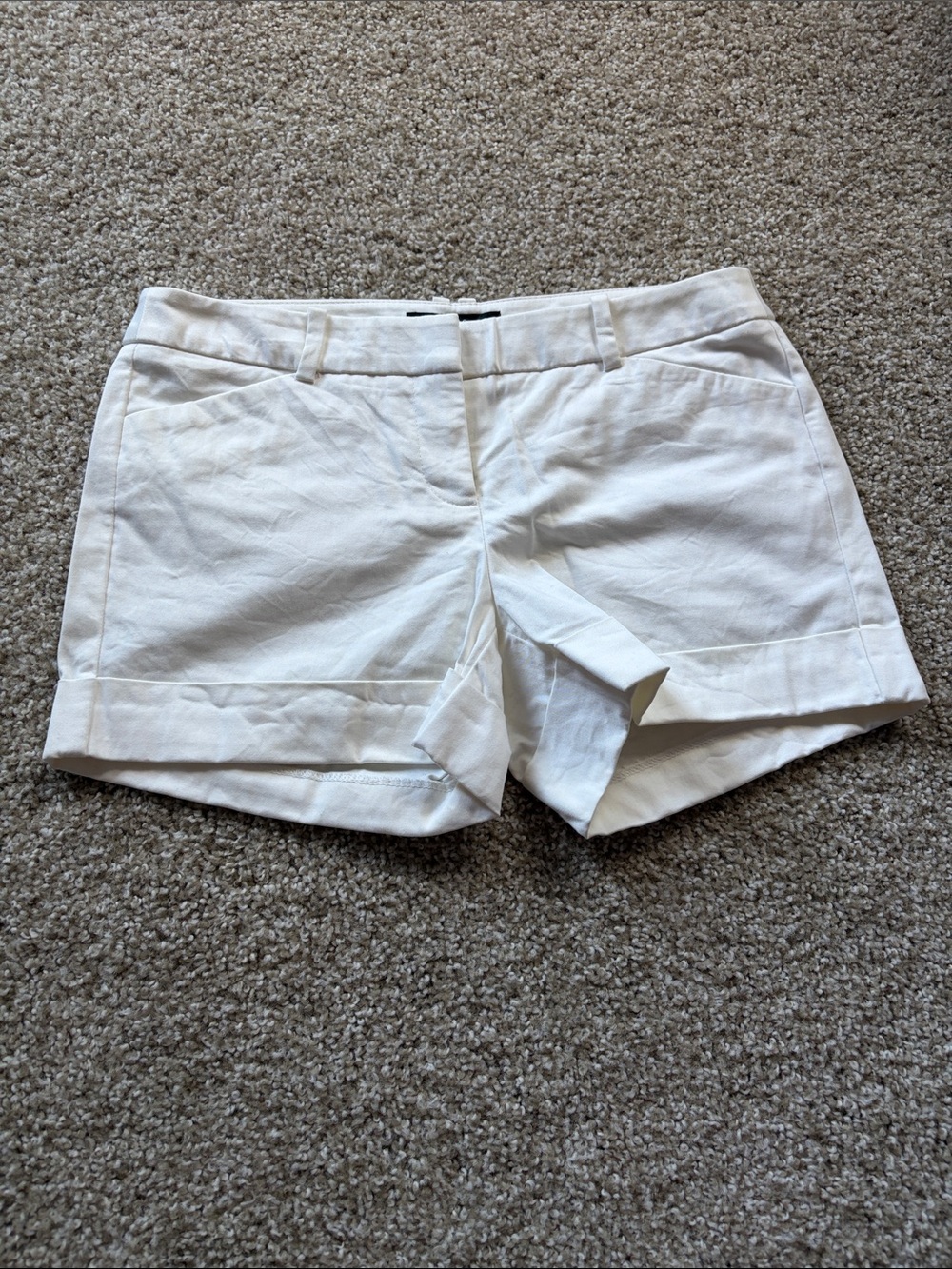 Women’s White Cotton-Blend Chino Shorts